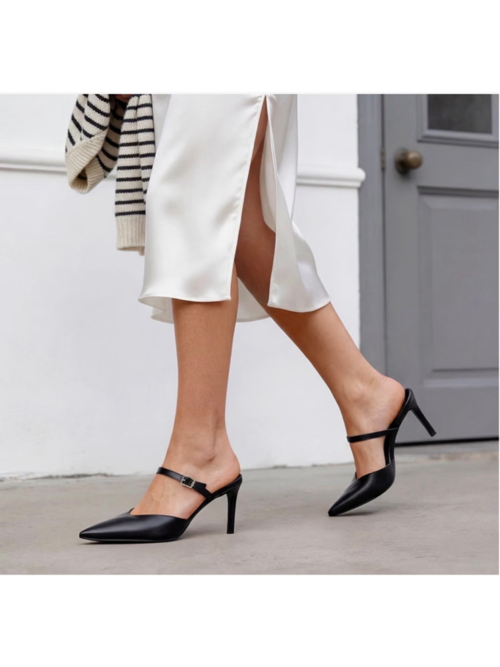 Women's NEWBELLA Black & Beige Pointed Toe Stiletto Heels
